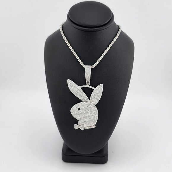 Brand New Sterling Silver 925 Bunny Face Necklace